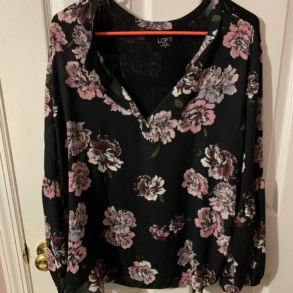 Loft Outlet Flower V-neck Blouse